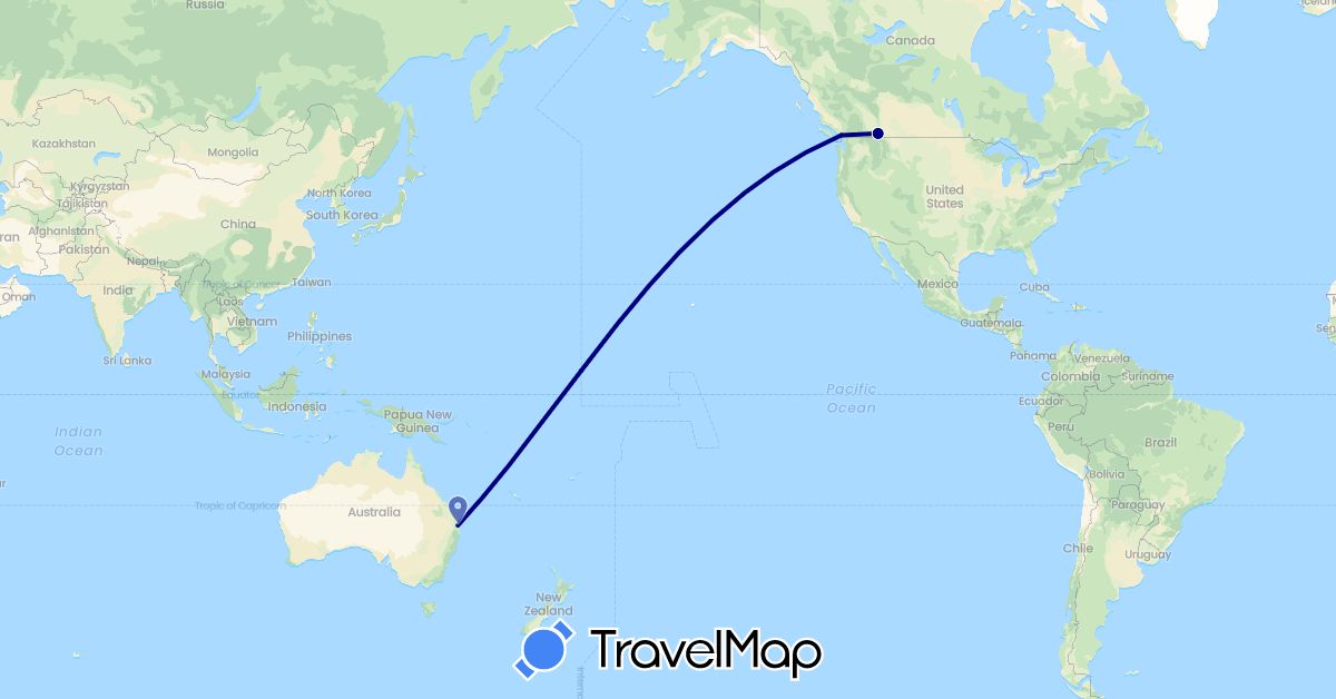 TravelMap itinerary: driving in Australia, Canada (North America, Oceania)